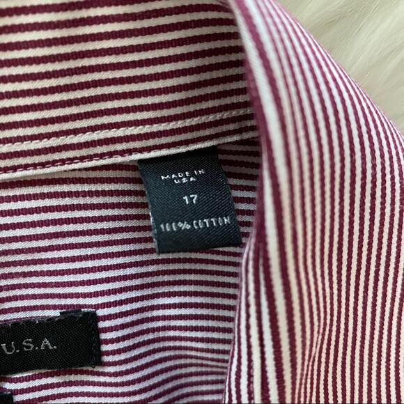 John Varvatos USA LUXE Men's Long Sleeve Dress Shirt Size 17 100% Cotton Striped - Picture 4 of 9